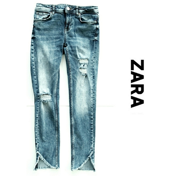 Zara Denim - Zara Basic Z1975 Distressed Split Hem Skinny Jeans